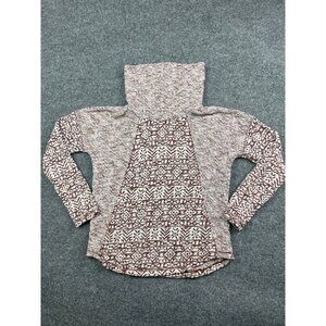 North River Turtleneck Sweater Women's Small Brown White Tribal Print Pullover